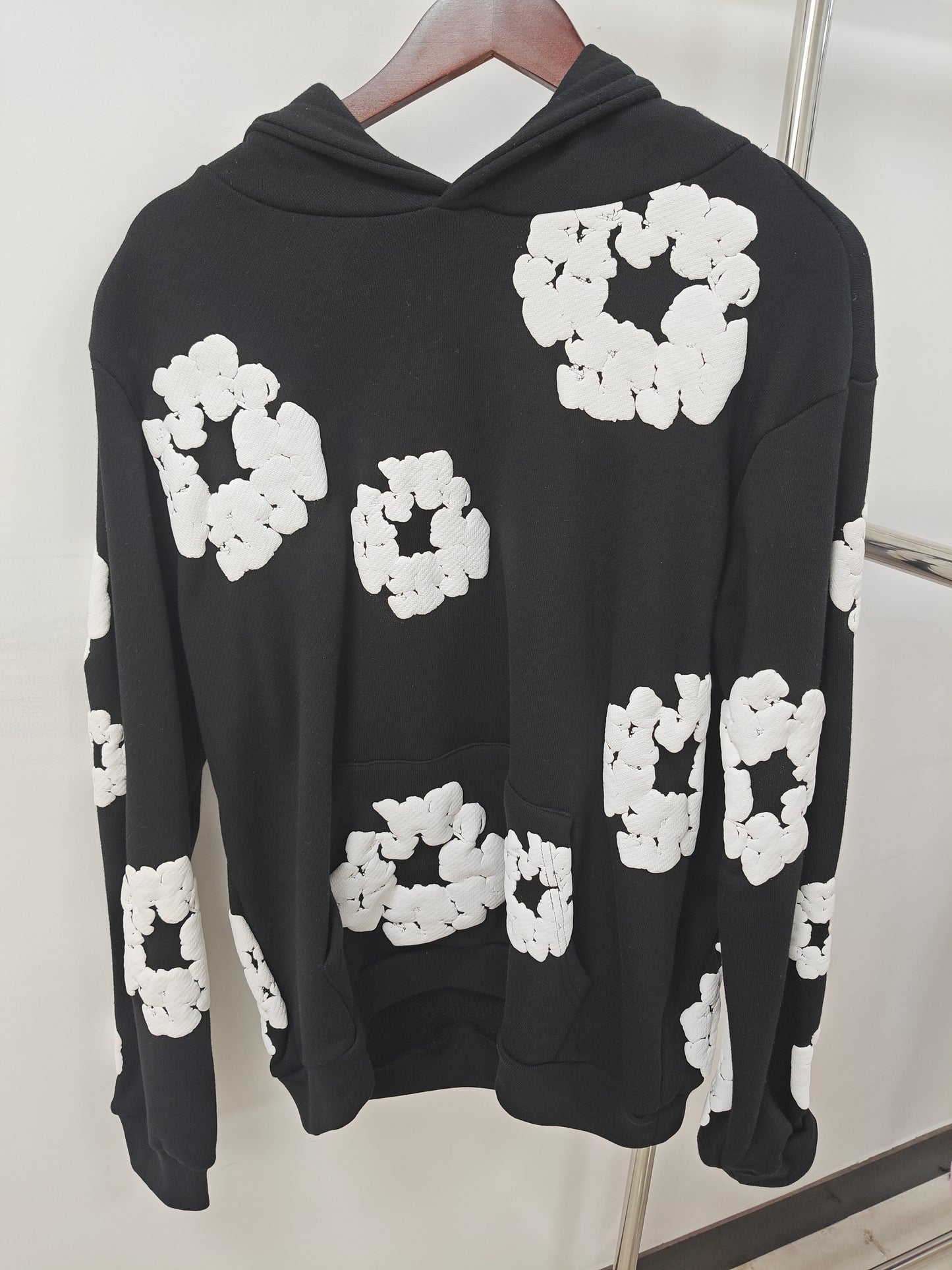 1:1 High Quality 100% Cotton Men's Hoodies Sweatshirts Autumn Streetwear Tracksuits Denimes Puff Printing Hoodie Teares Letter
